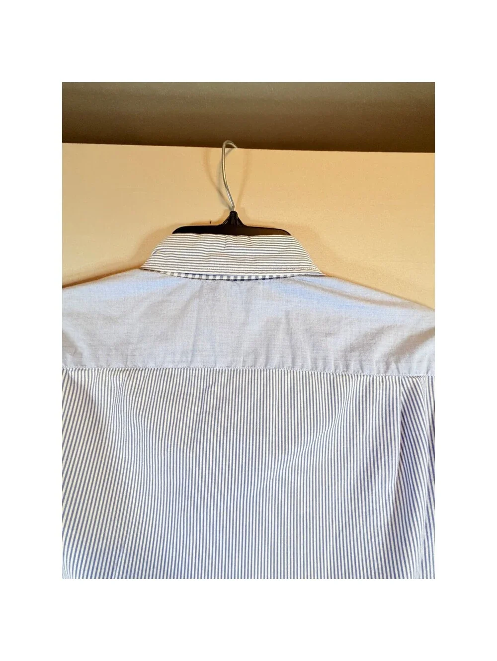 J.Crew Mens Mixed Pattern Patchwork Shirt Blue Gingham Stripe G5960 Small